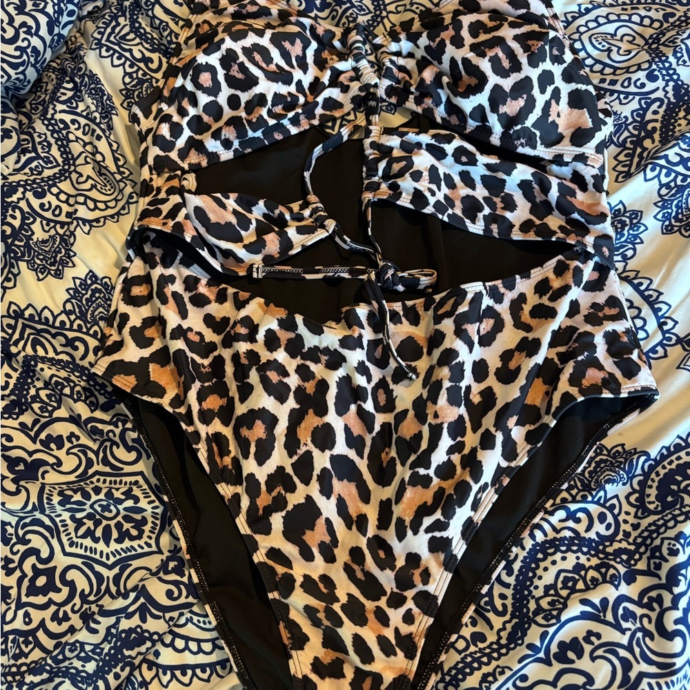 Leopard Print Cutout Swimsuit
